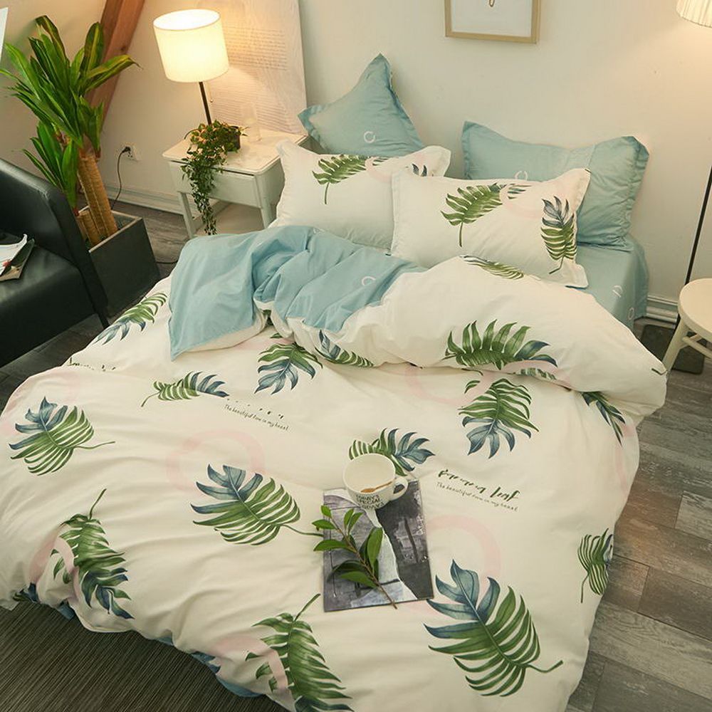 3 Bedding Set Green Leaf Bedding Set Ab Side No Quilt Bed Linen