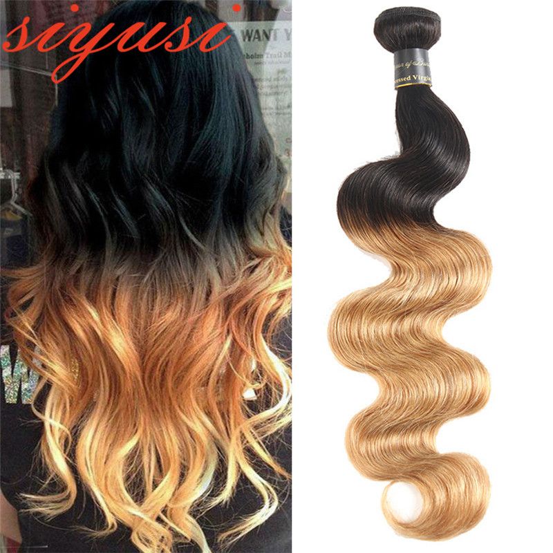 Brazilian Hair Weave 3 Or 4 Bundles Color 1B/27 Honey Blonde Ombre Body