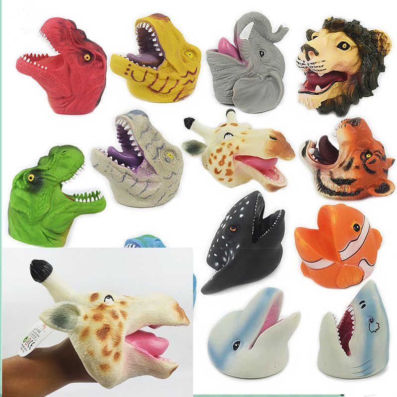 Soft vinyl TPR PVC shark hand puppet animal head hand puppets kids Toys gift Jg