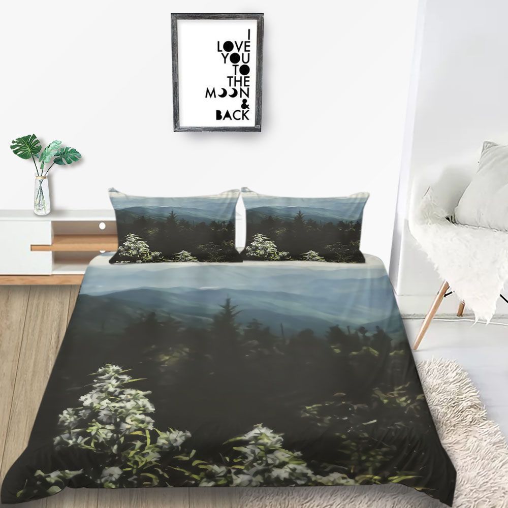 Mountain Range Bedding Set Nature Fresh 3d Vintage Duvet Cover