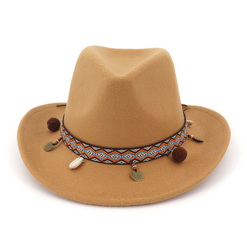 by jdon-hats, Elegant Lady Tassel Band Fascinator Hombre Caps Fashion Women Wool Hollow Western Cowboy Hat 