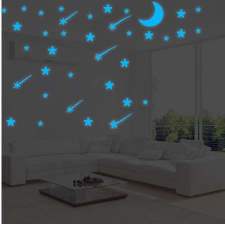 Meteor Shower Wall Stickers Luminous Stars Home Decal Fluorescent