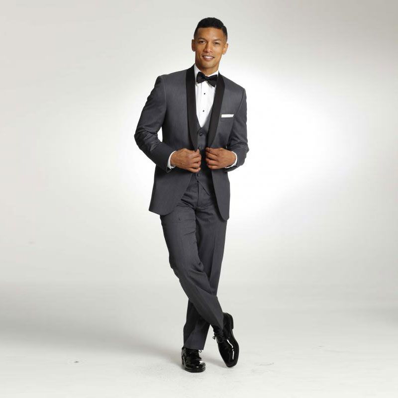 Acheter Gris Foncé Mens Costumes Un Bouton Garçons Dhonneur Smokings De Mariage Châle Revers Costume De Marié Sur Mesure Formel Blazers Avec Veste