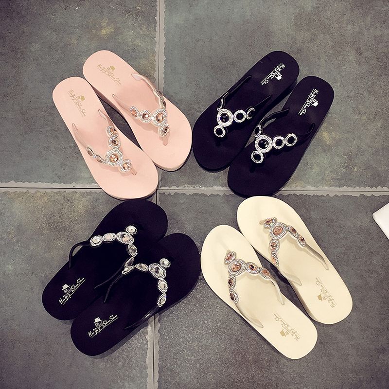 white diamond flip flops