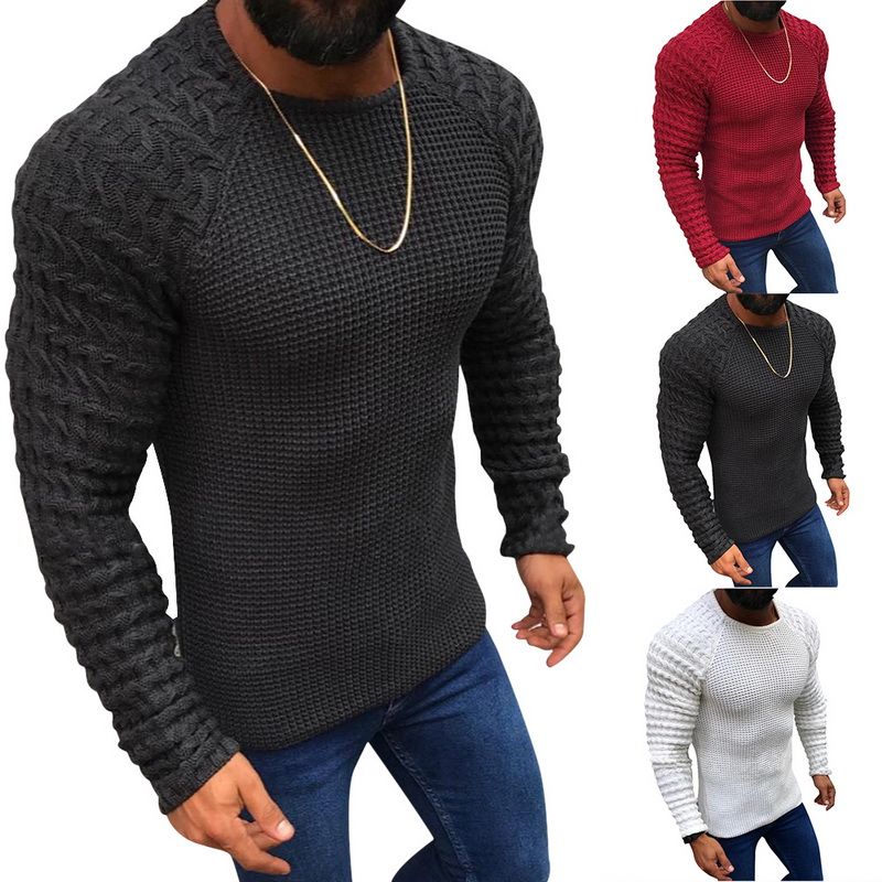 2020 2019 Autumn New Men Sexy Solid Pleated Sweater Casual O Neck ...