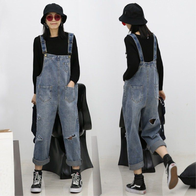 loose jeans jumpsuit