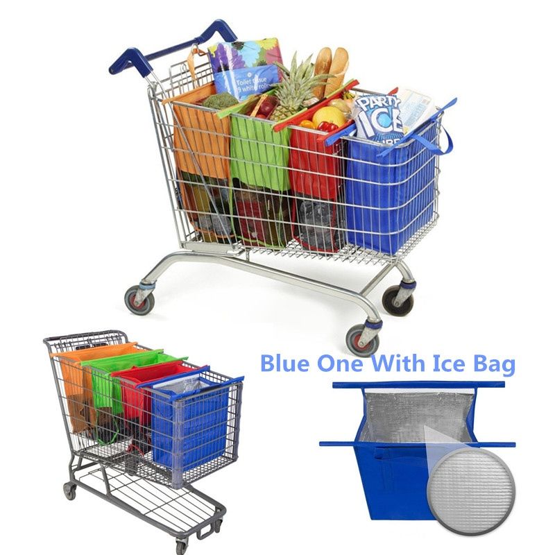 Compra 4 Unids / Set Carrito Carrito Supermercado Bolso De Compras  Comestibles Bolsos De Compras Plegable Tote Ecológico Reutilizable Supermercado  Bolsas # 31314 Barato | Entrega Rápida Y Calidad | Es.Dhgate