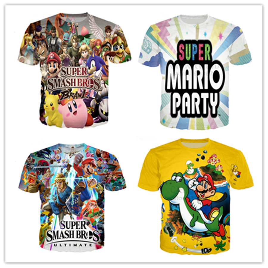 classic super Mario 3D print women/'s//men/'s Short Sleeve Casual Tops T-Shirt