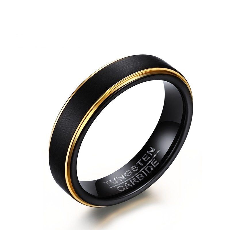 5 mm de alta calidad de color oro negro de moda de los hombres anillos