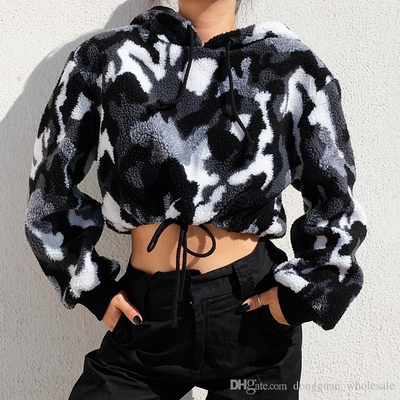 camo crop top hoodie