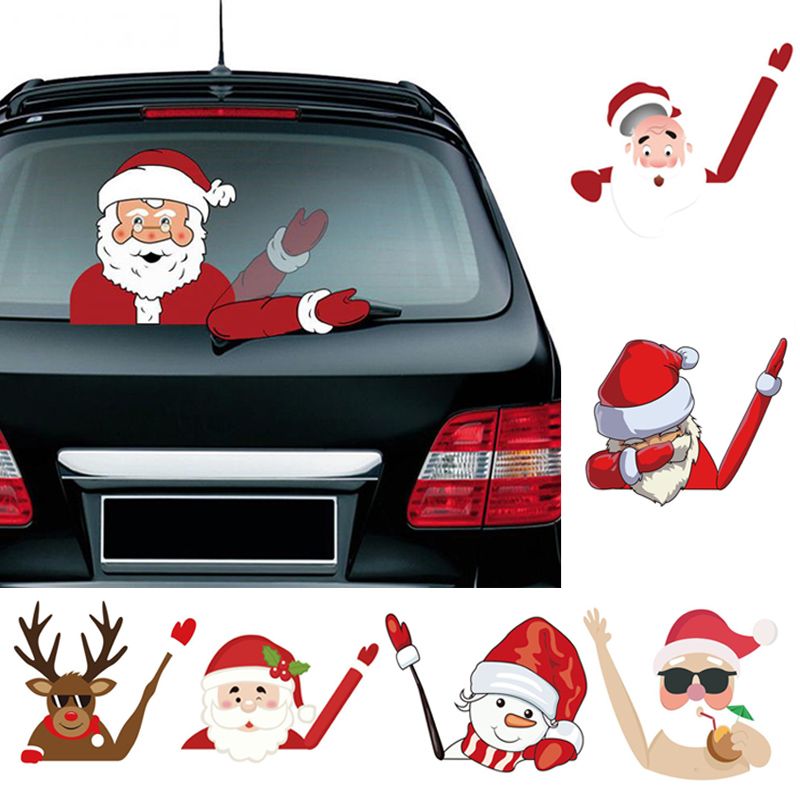 Babbo Natale 3d.Acquista Decorazioni Di Natale Babbo Natale 3d Pvc Sventolare La Mano Adesivi Auto Styling Tergicristallo Del Parabrezza Posteriore Stickers Decor A 18 8 Dal Newcute Dhgate Com