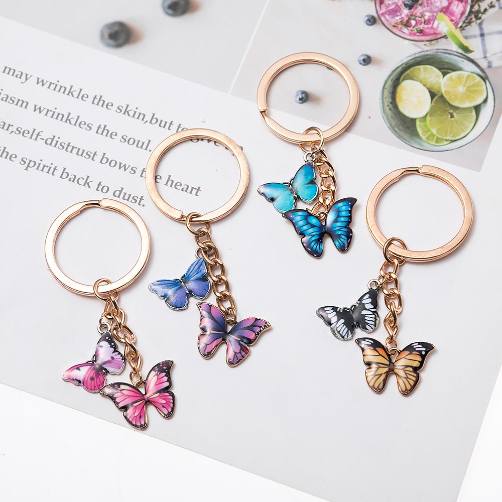 2020 Alloy Beautiful Butterfly Keychain Colorful Butterfly Pendant Key