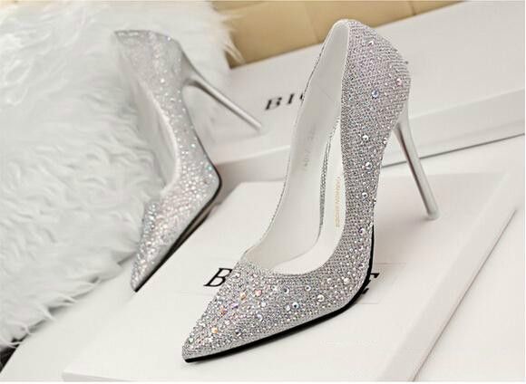 silver grey bridesmaid shoes