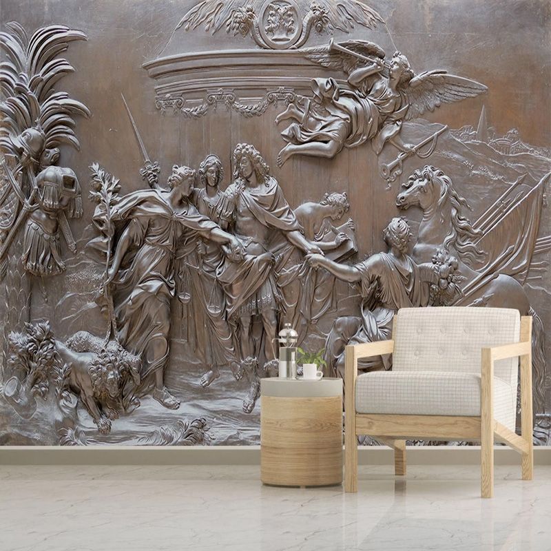 European Style 3d Relief Angel War Figure Wallpaper Living Room Tv