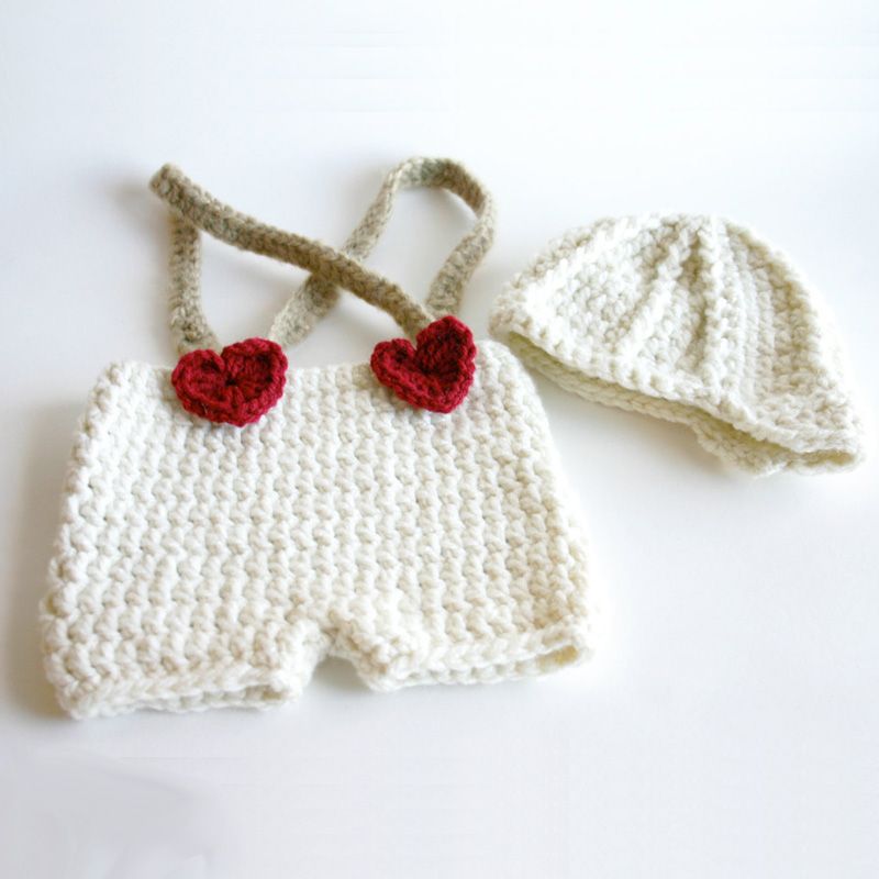 Acheter Costume De La Saint Valentin En Tricot Nouveau Ne Chapeau Fait A La Main Au Crochet Bebe Fille Fille Chapeau Et Bretelles Coeur Short Ensemble Photo Prop Bebe De 15 97
