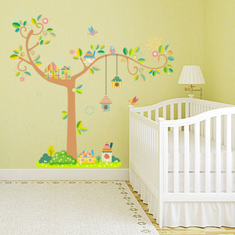 Large Tree Birds Home Wall Stickers Kids Room Nursery Growth Chart