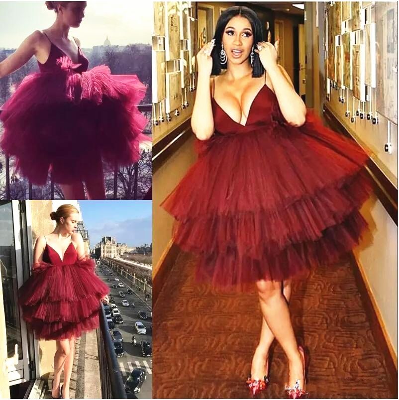 Burgundy Short Prom Dress Tutu Sexy 