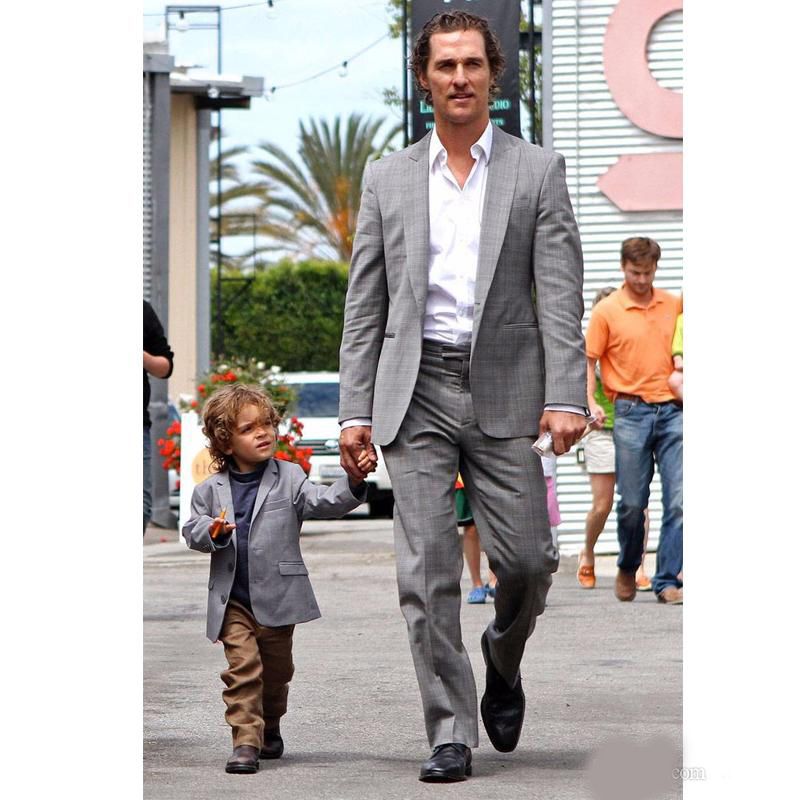 Tailor Made Father And Son Matching Suits Grey Wedding Prom Suits For