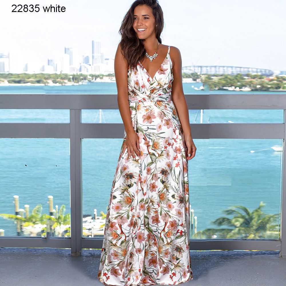 Involucrado Expresión Dormido Vestido largo Vestido estampado playa para señoras de las mujeres de  vacaciones para 2020 temporada primavera verano 9 colores S-2XL