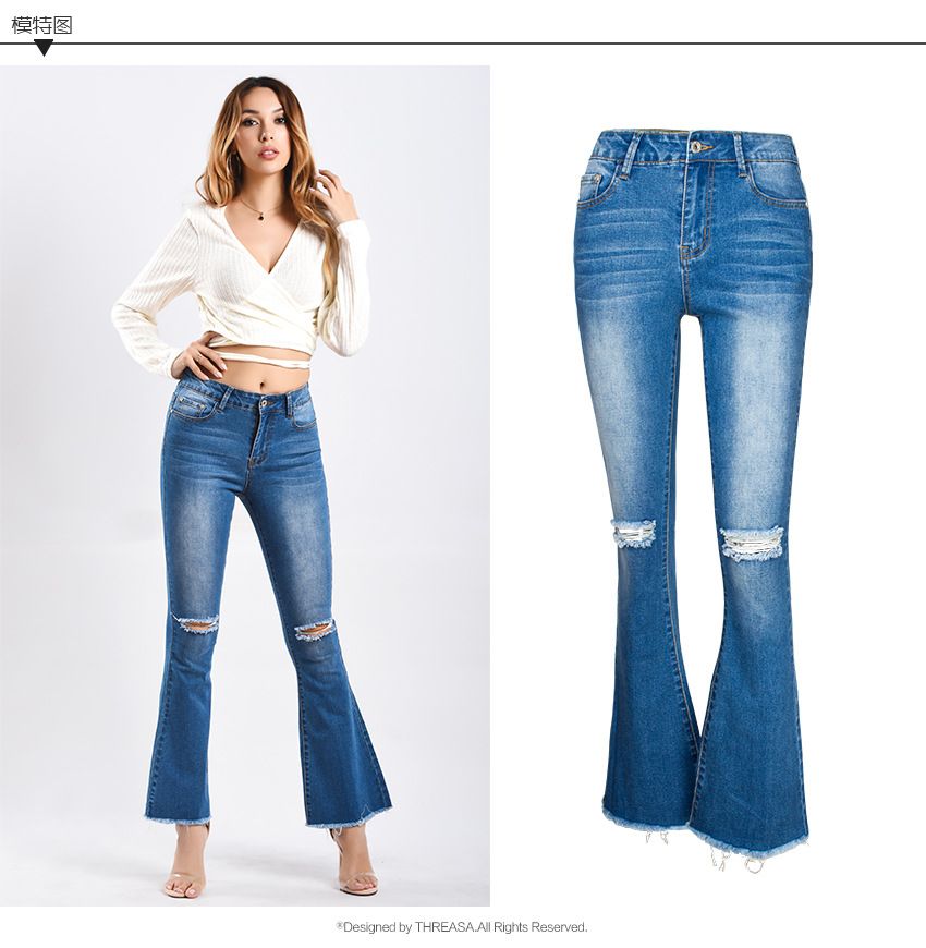 2018 El Nuevo Pantalón, Vaqueros, Pantalones Acampanados, Pantalones De Mujer Con Pantalones Rotos De Y América, Con Piernas Largas De 34,74 | DHgate