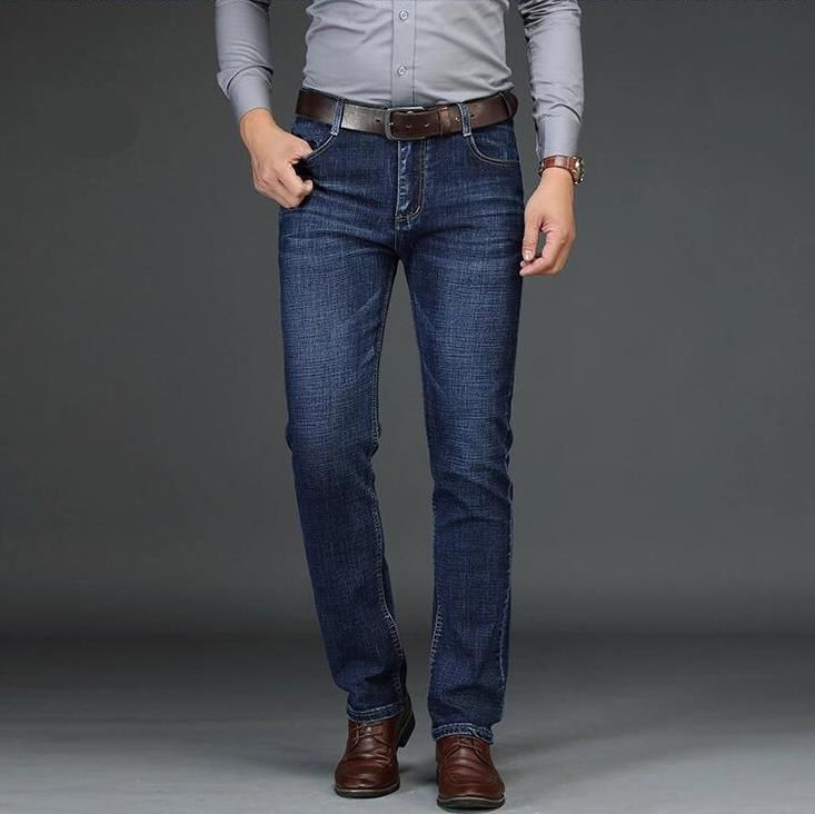 Compra Pantalones De Jean Hombres De Lujo Del Asunto Jeans Para Hombre  Recto Dril De Algodón Azul Elástico De La Cintura Moda Barato | Entrega  Rápida Y Calidad | Es.Dhgate