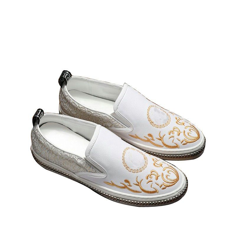 white and gold designer shoes