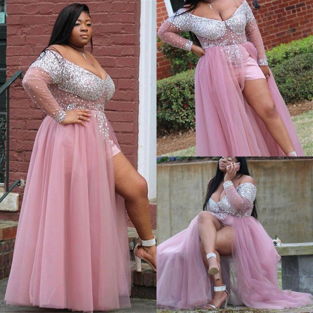 plus size pink formal gowns