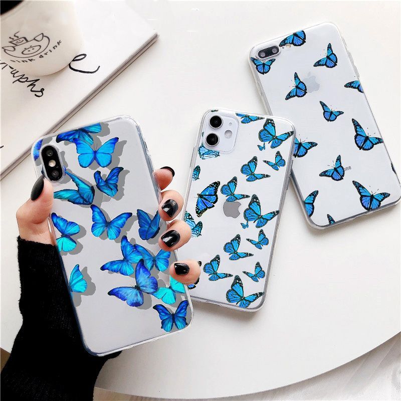 For Iphonephone 6s Plus Xs Max Blue Butterfly Aesthetic Premium Phone Case For Iphonephone 7 8 Plus X Xr 11 Clear Butterfly Cases Cover