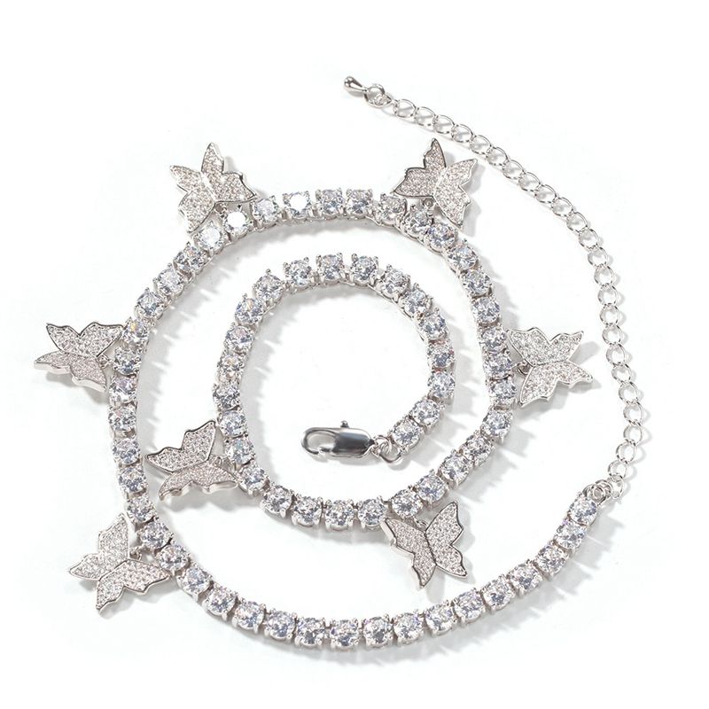 Fashion Butterfly Tennis Chain Necklace 