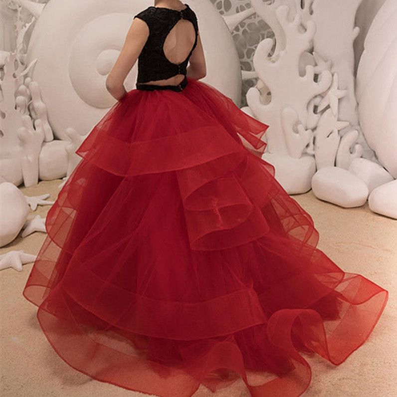 black lace flower girl dress