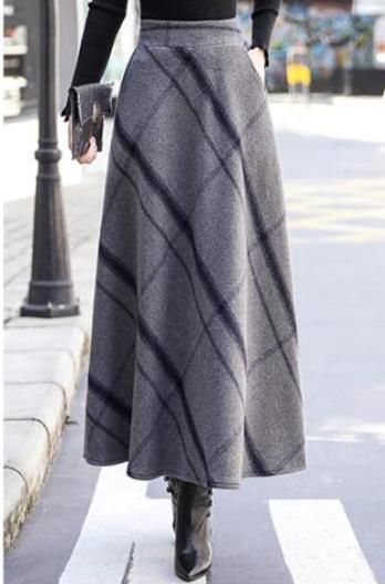 Faldas de alto mujer moda 2019 mujeres Maxi lana elástico de la de