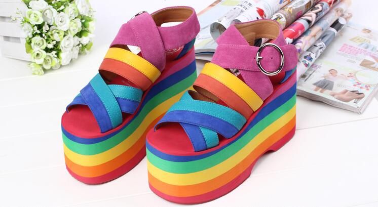platform sandals rainbow