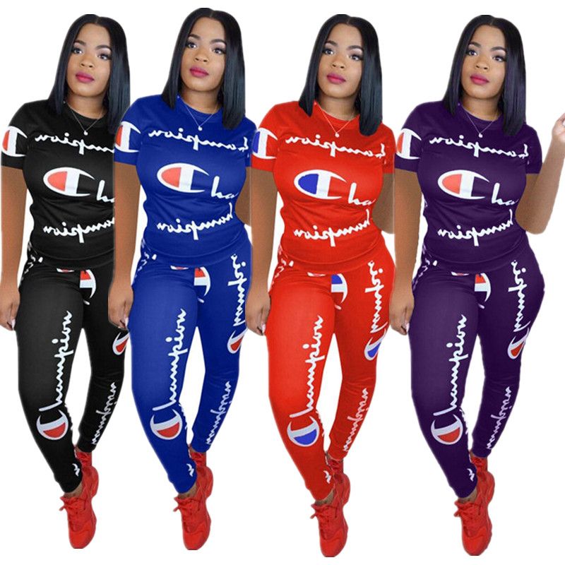 champion letter print tracksuit