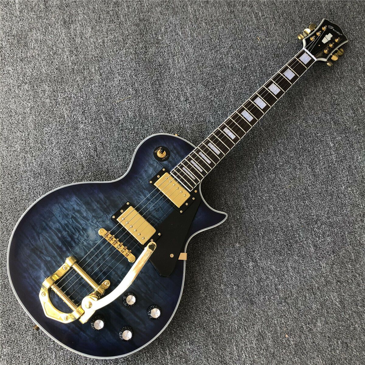 Grote Blue Burst Maple LP Electric Guitar, Solid Mahogany Body Tremolo