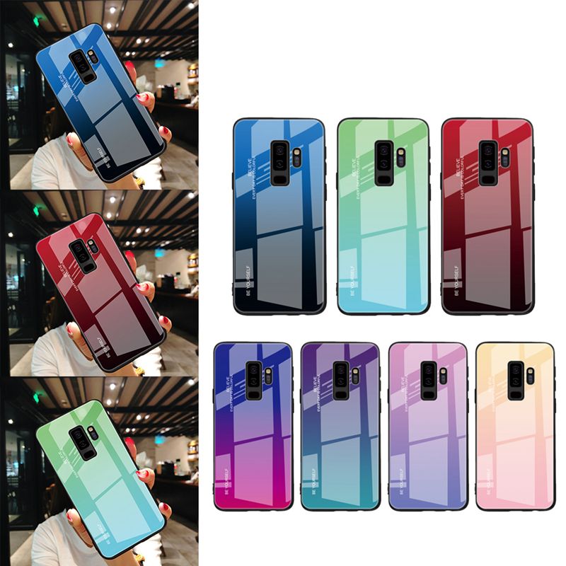 Tempered Glass Case For Samsung Galaxy S8 S9 S10 Plus S10e A50 A30 70 A7 J6 A8 2018 Note 8 9 M30 M20 Aurora Colorful Cover Best Cell Phone Case Cell Phone