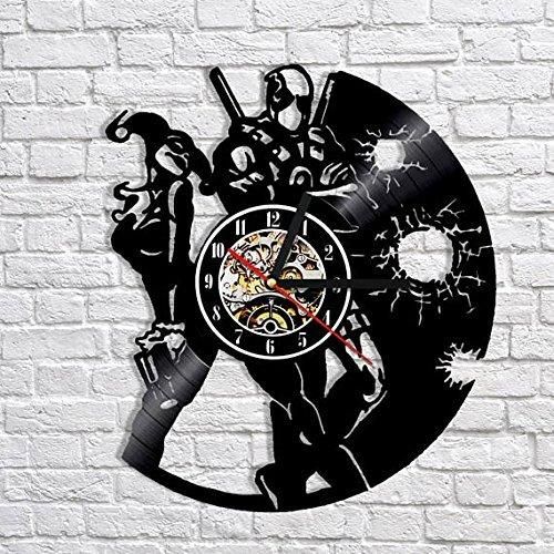 Diy Gift For Clock Deadpool Harley Quinn Design Vinyl Record Clock Home Design Room Art Decor Handmade Vintage Led Wall Clocks Lighted Wall Clock From
