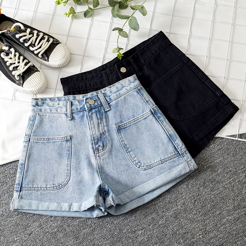 black denim shorts womens high waisted