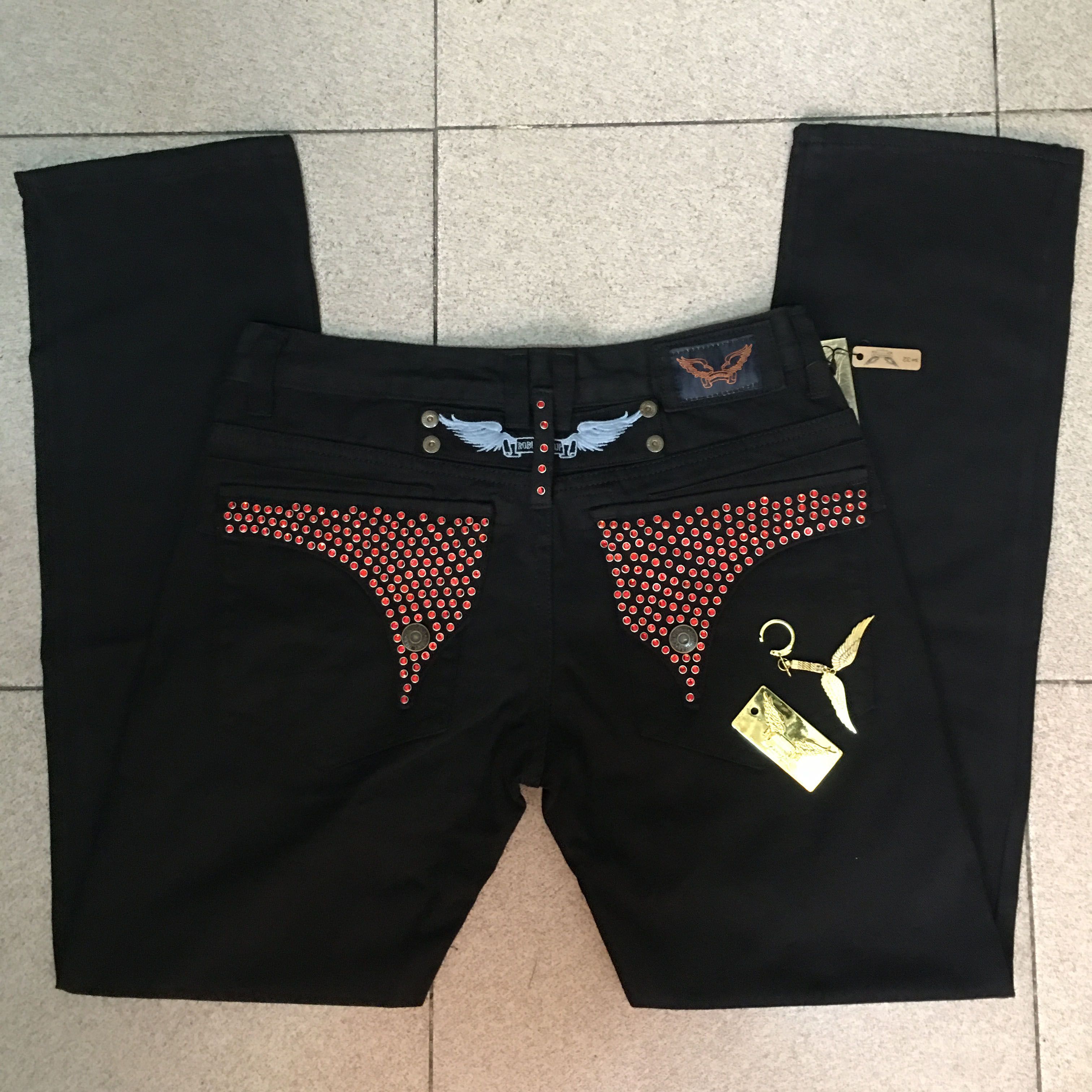 Crystal Studs Men Denim Pants 