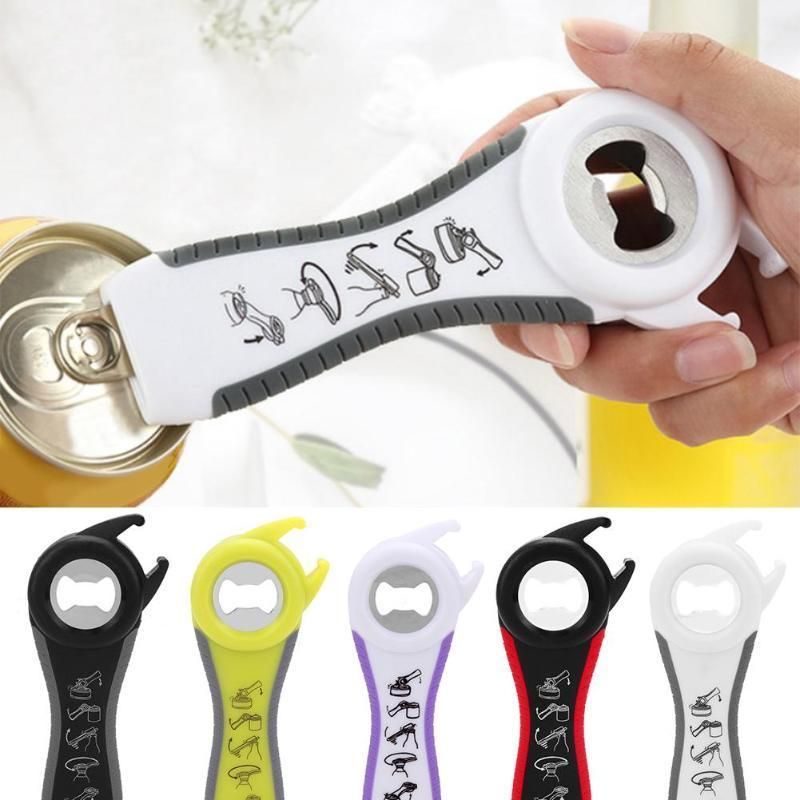 5 In 1 Multi Function Bottle Opener Stainless Steel Plastic Can Jar