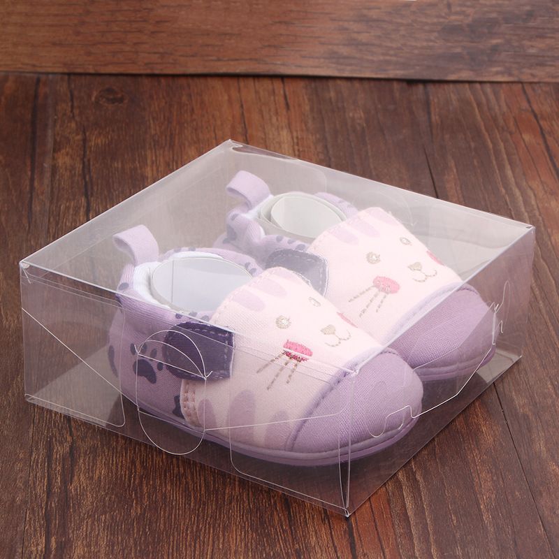 12*12*5cm Clear PVC Plastic Baby Shoe Box Retail Packaging Box