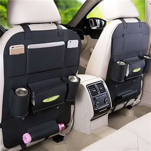 Leather Car Seat Back Hanging Multi Function Car Storage Bag Seat