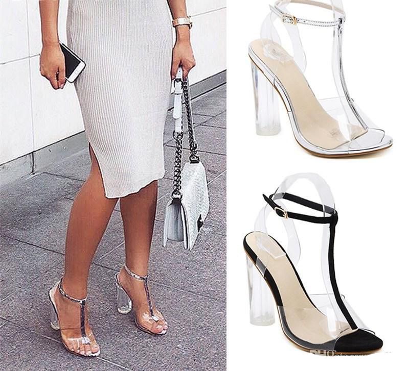 silver transparent heels