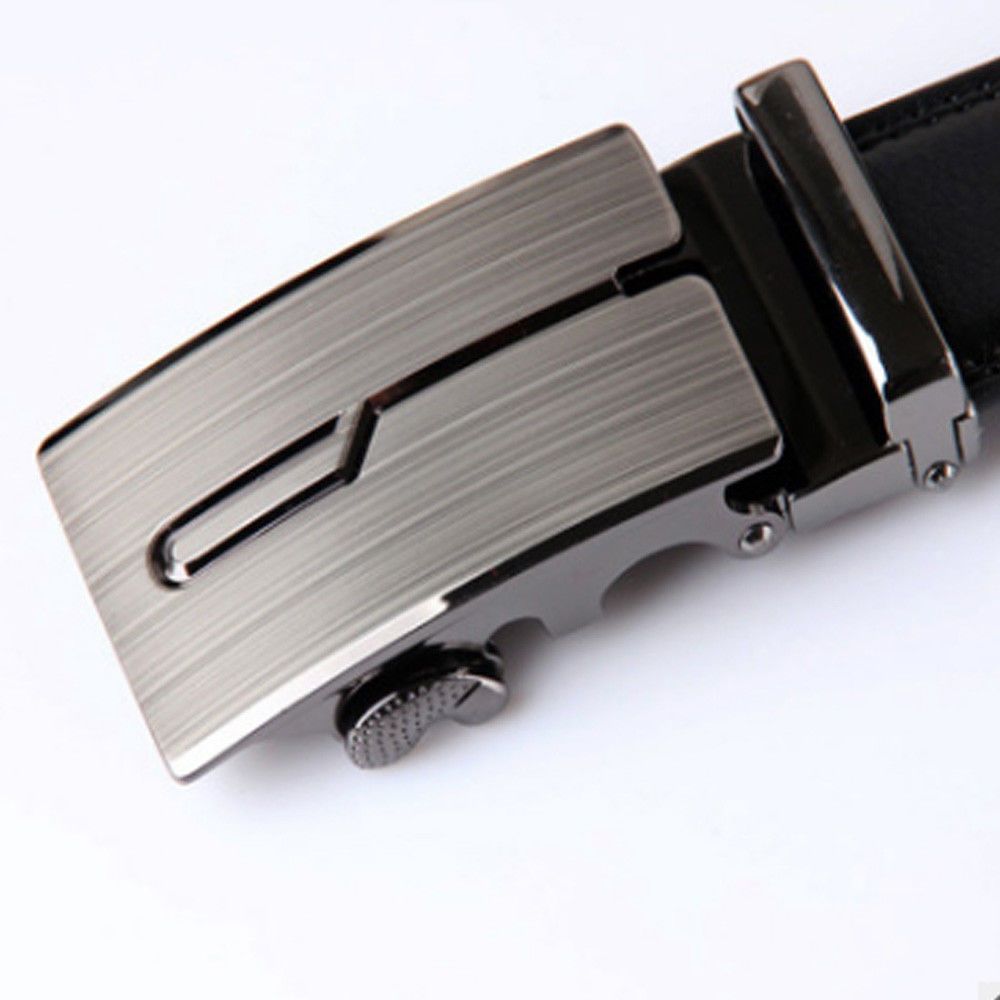 Mens Fashion Metal Belt Buckle Luxury Leather Automatic NO Waist Strap Waistband