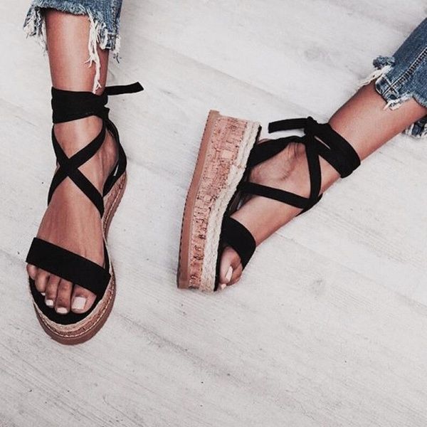 platform strappy shoes