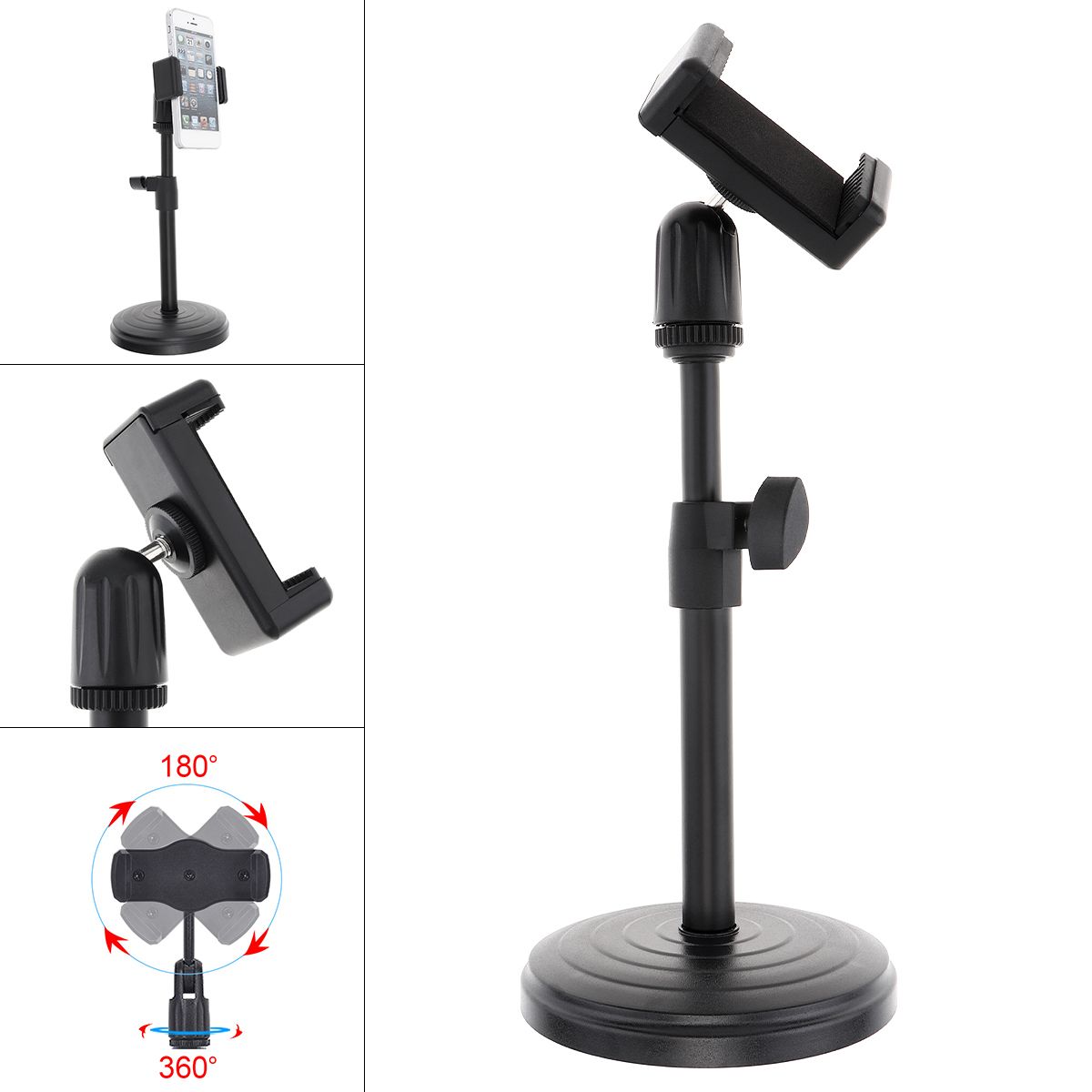 1pc Adjustable Mic Desk Stand Live Radio Recording Microphone Phone Metal Stand