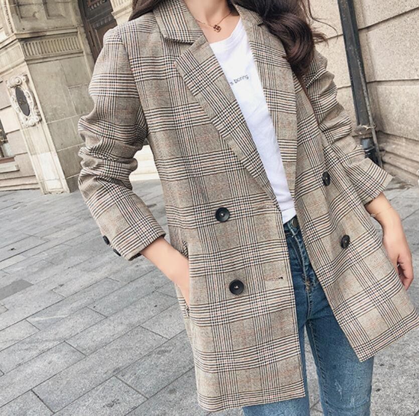korean checkered blazer