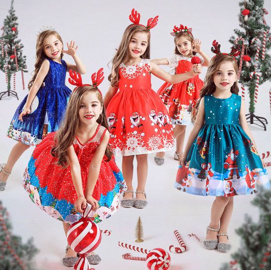 Año Nuevo de Navidad de vestir para niñas de la niña de ropa para niños vestidos Año Nuevo de Navidad de vestir para niñas de la niña de ropa para niños vestidos