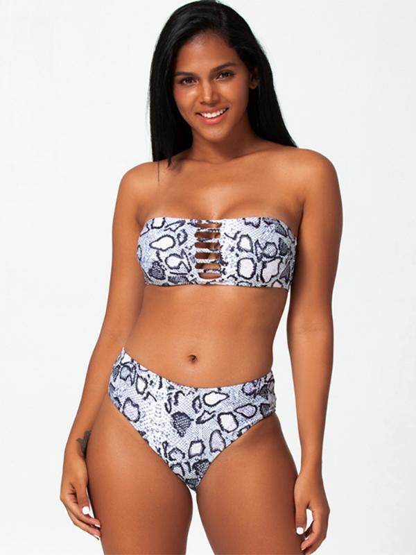 snakeskin bandeau swimsuit