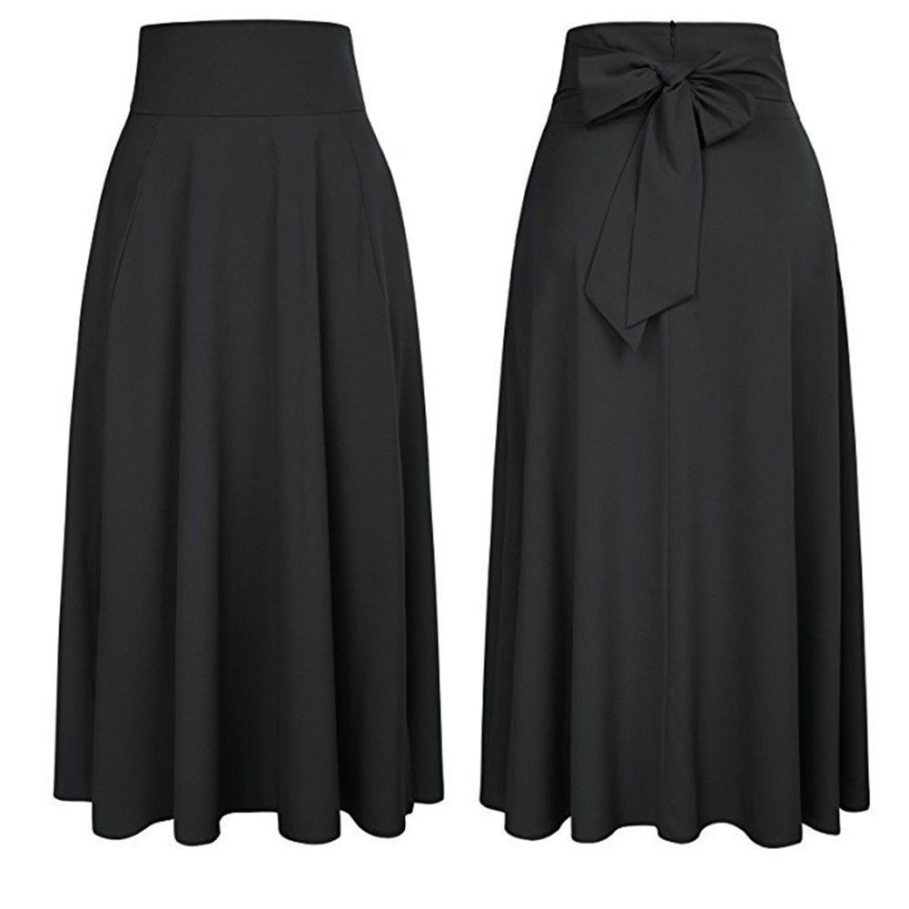 High Waist Pleated Long Skirts Women Flared Full Maxi Skirt Swing Skirt ...