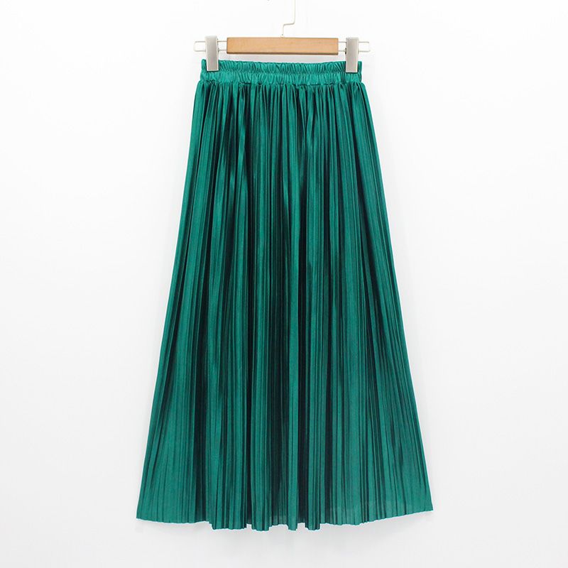 silk pleated maxi skirt